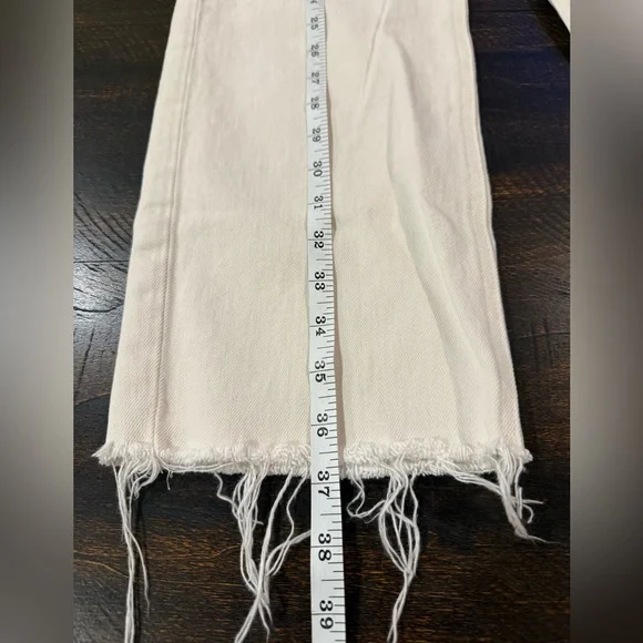 Frank & Eileen Monaghan Ivory High Rise Straight Crop Raw Hem Jeans 30 - Picture 8 of 15